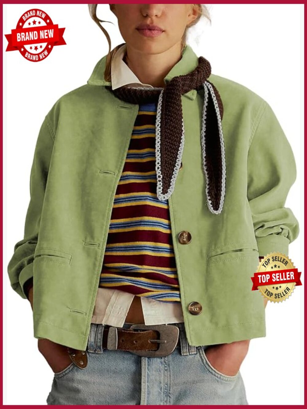 Faux Suede Cropped Jacket with Lapel Short Blazer Fall Winter